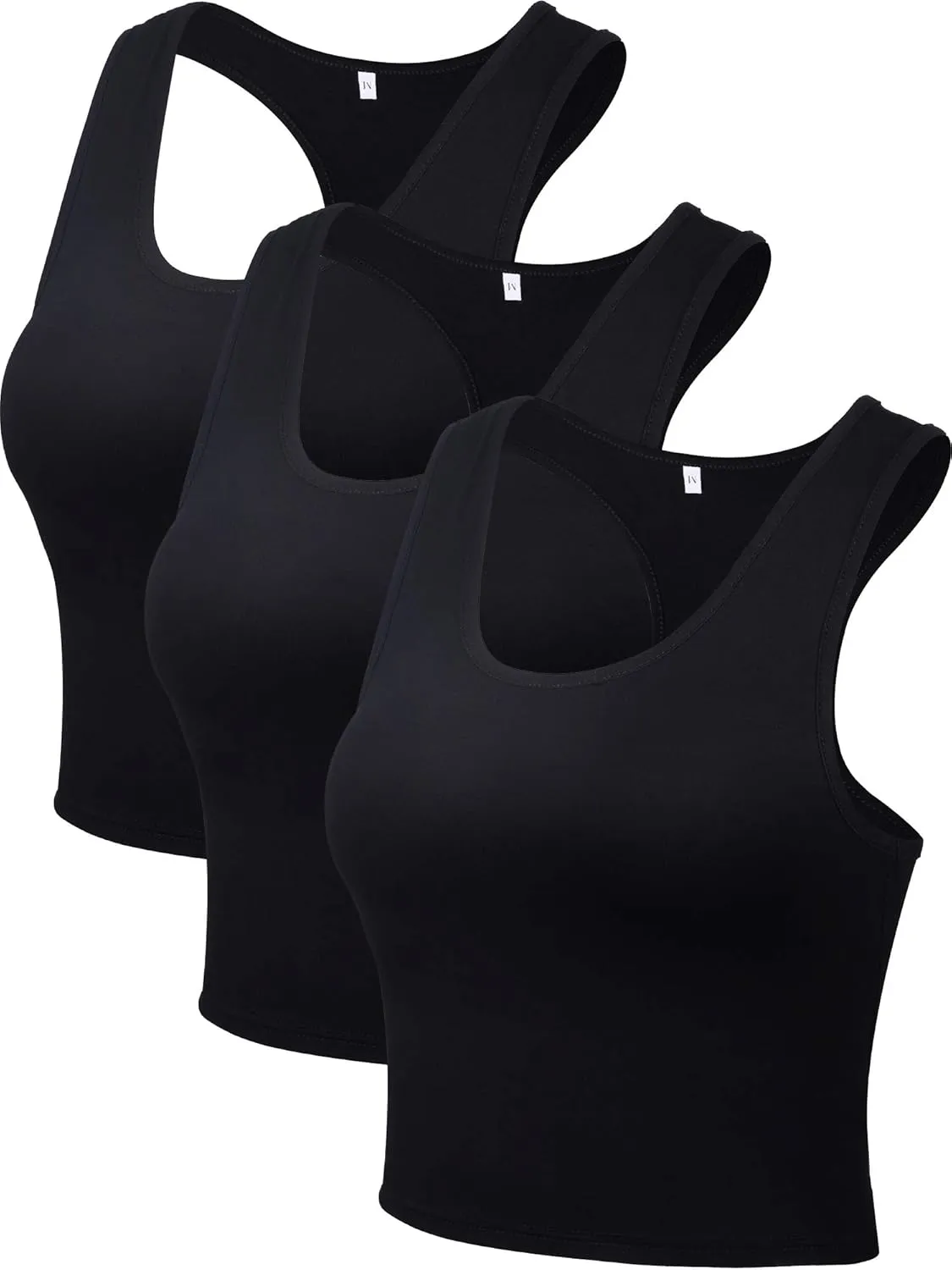3 Pieces Crop Tops for Women, Workout Tops Basic Cropped Tank Tops Sleeveless Racerback Sports Gym Crop Tank for Teen Girls