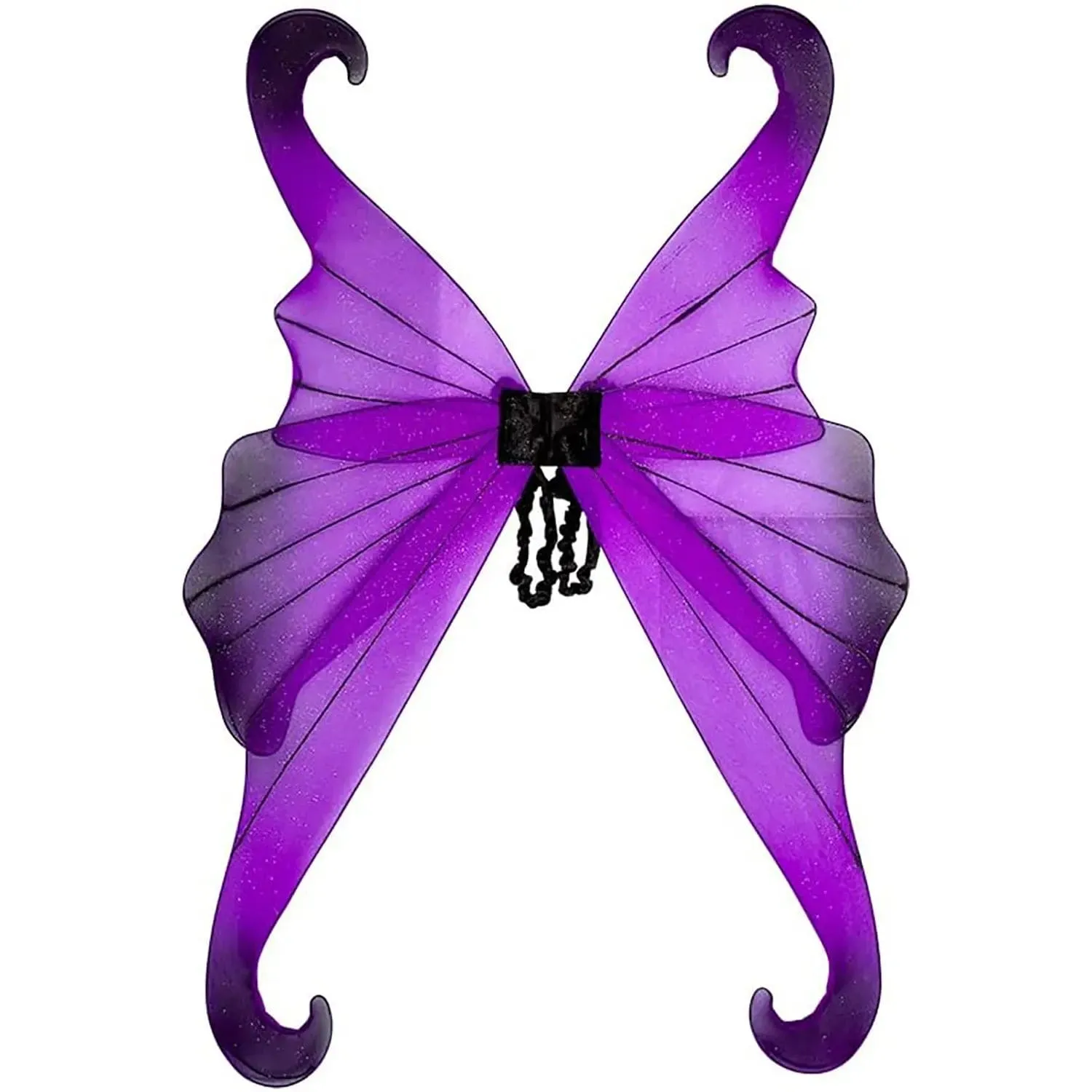 Adults Dark Fairy Wings Large Purple Ombre Silver Glitter 96cm