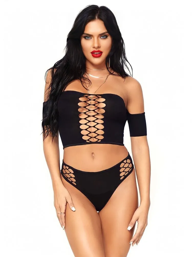 Bad Intentions Black Crop Top Set