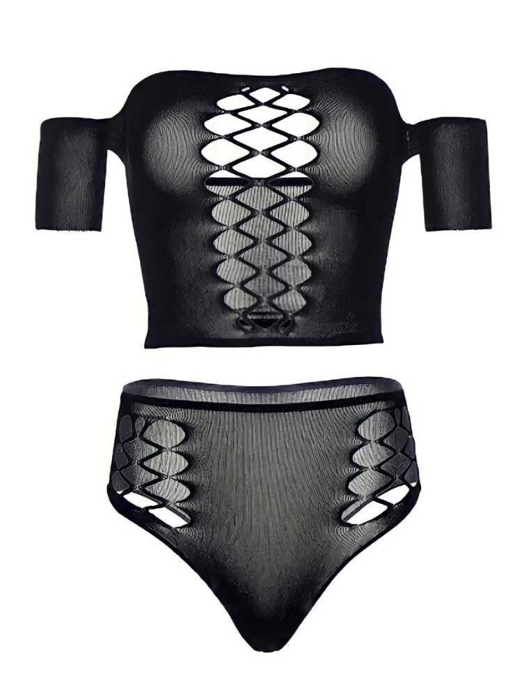 Bad Intentions Black Crop Top Set