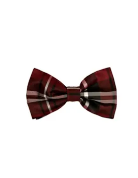 Burgundy Plaid Bow Tie