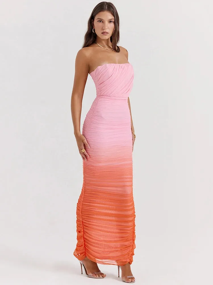 Capucine - Strapless gradient dress