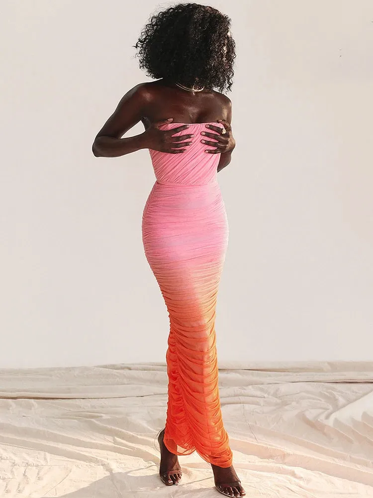 Capucine - Strapless gradient dress