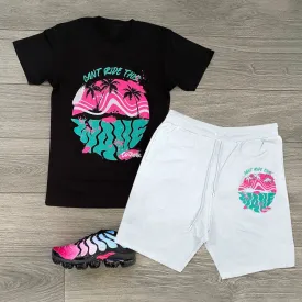 Casual personality printed short-sleeved suit