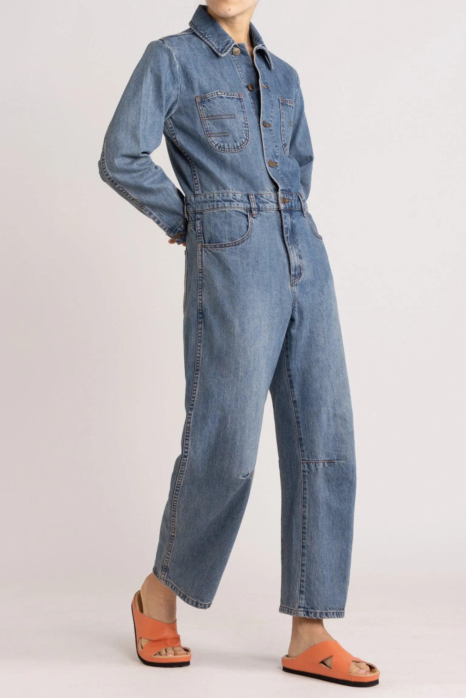 Clay Washed Denim Jumpsuit
