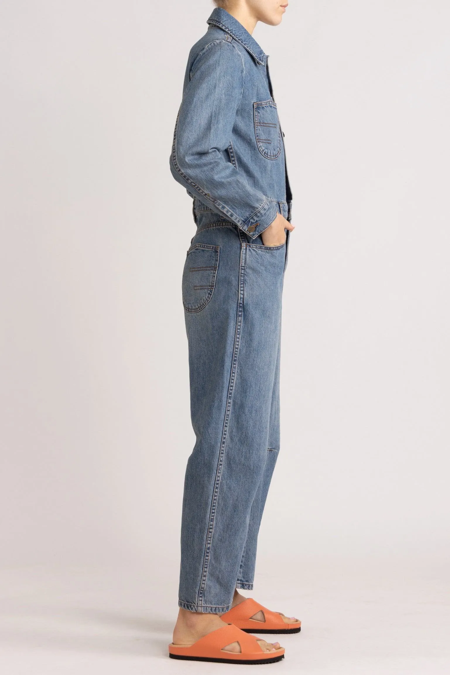 Clay Washed Denim Jumpsuit