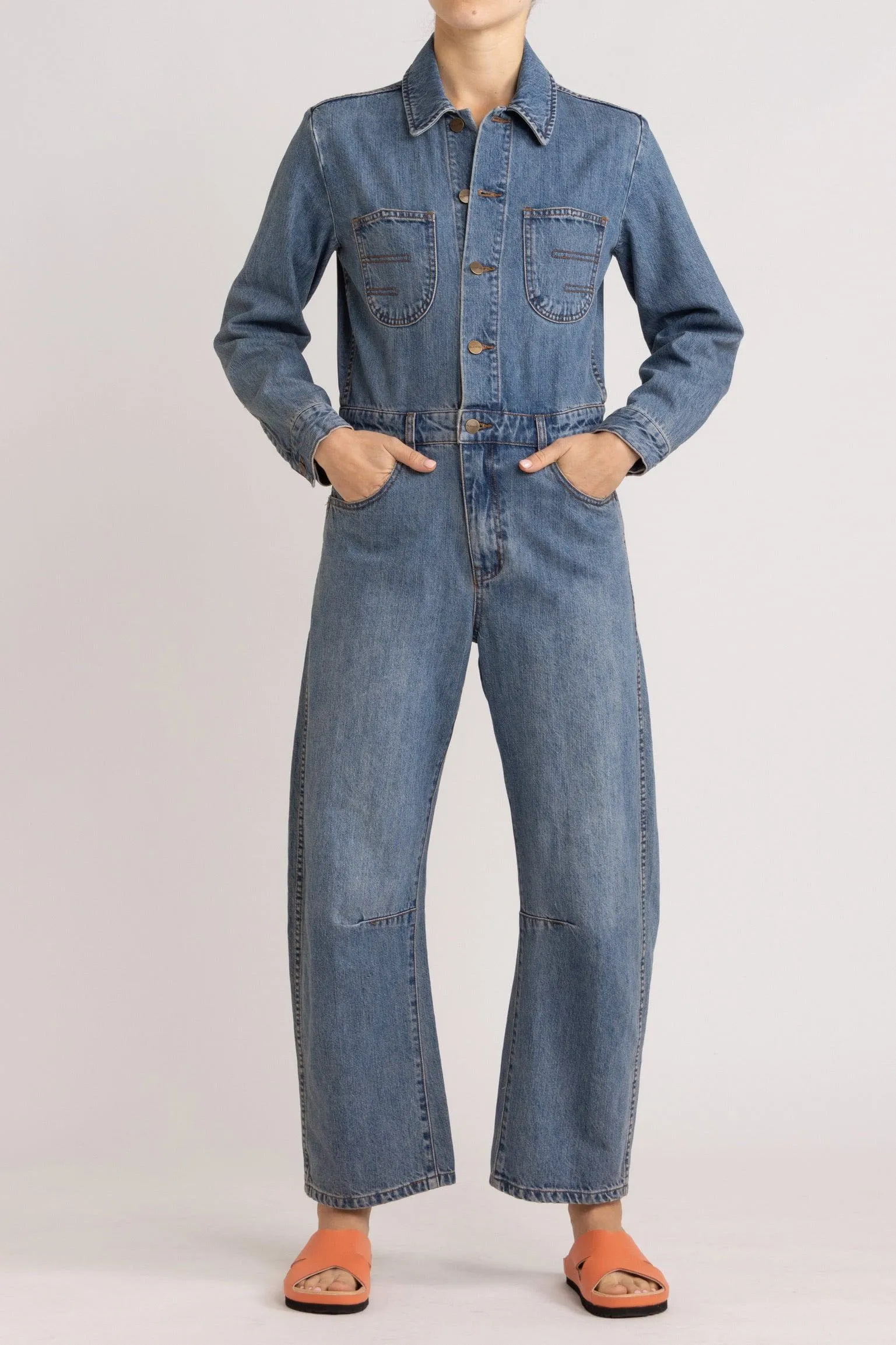 Clay Washed Denim Jumpsuit