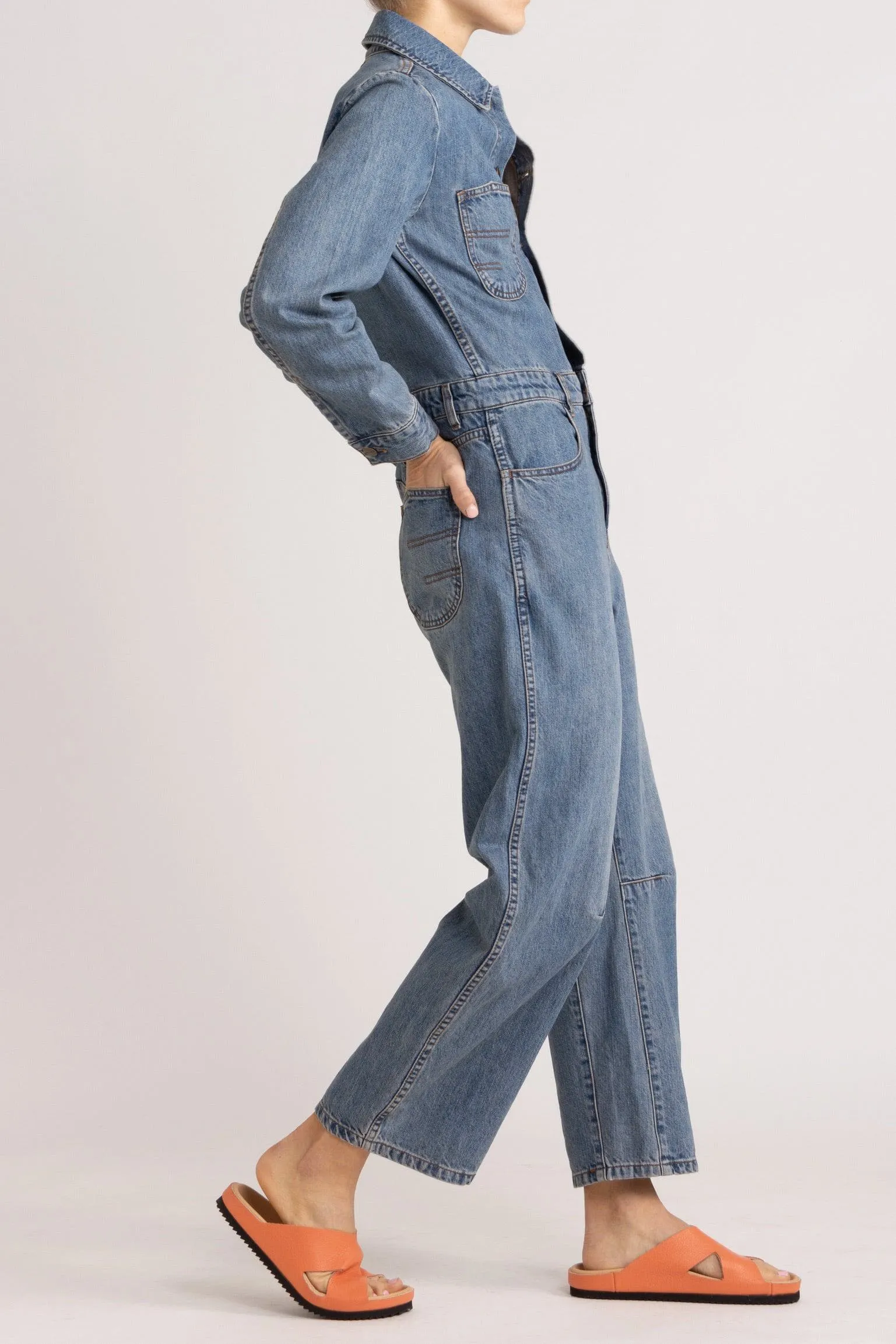Clay Washed Denim Jumpsuit