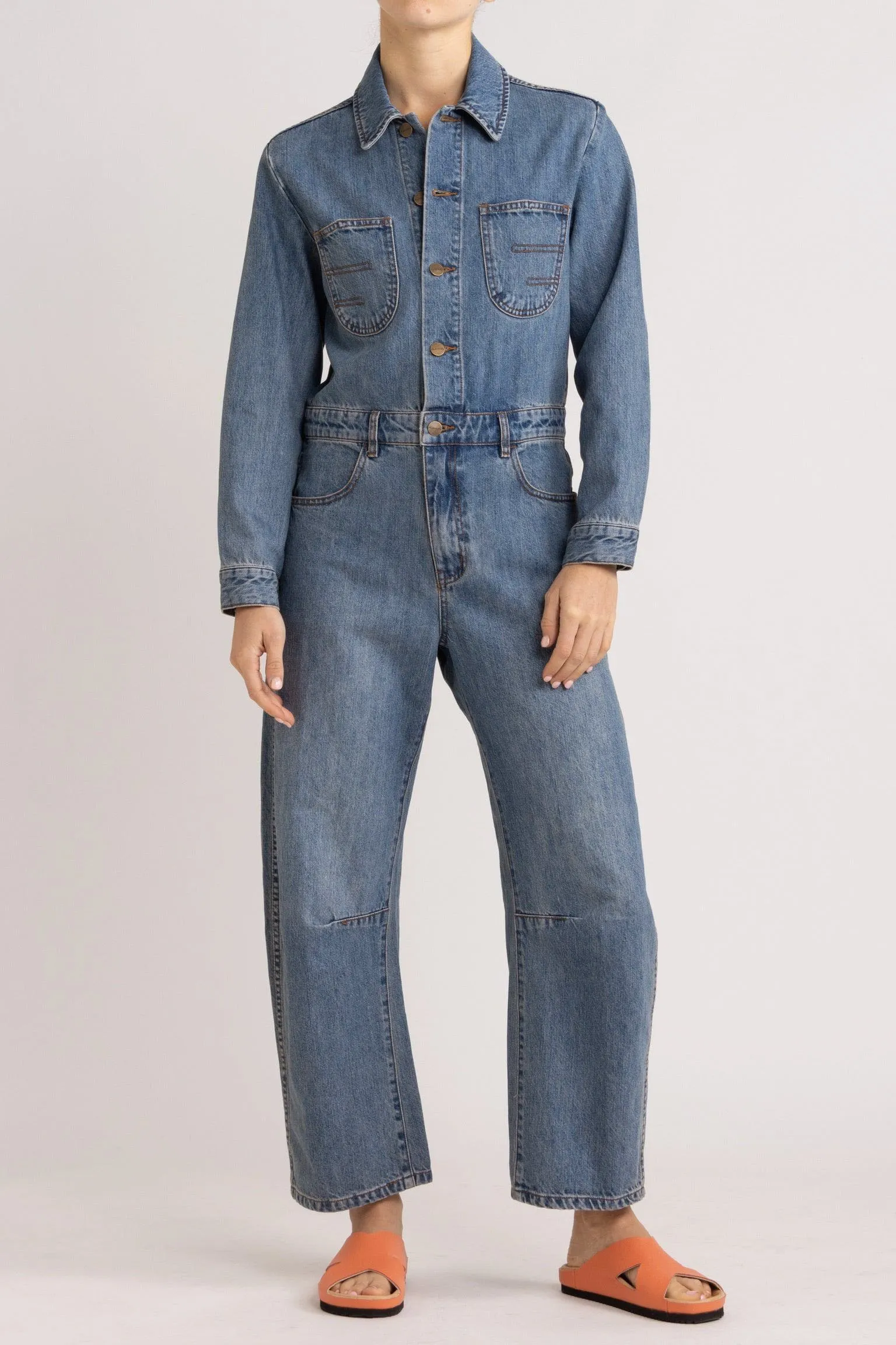 Clay Washed Denim Jumpsuit