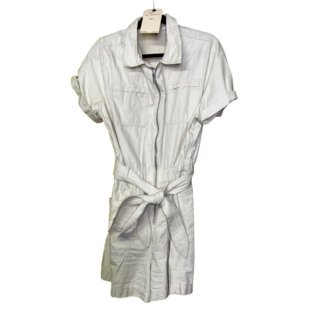 cream denim short boiler suit - 16