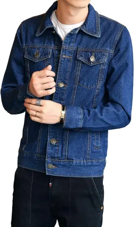 DAVID.ANN Men's Denim Jacket Slim Fit Trucker Coat