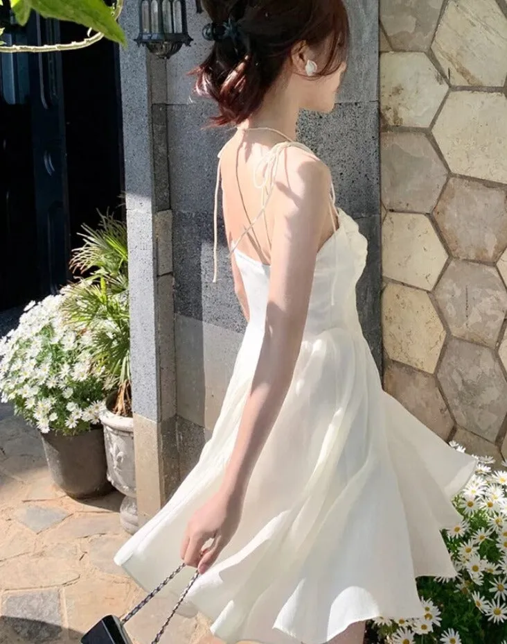 deanwangkt Summer Sexy Fairy Dress Women Sweet Elegant Backless Mini Dresses Korean Fashion High Waist Party Casual Dress New