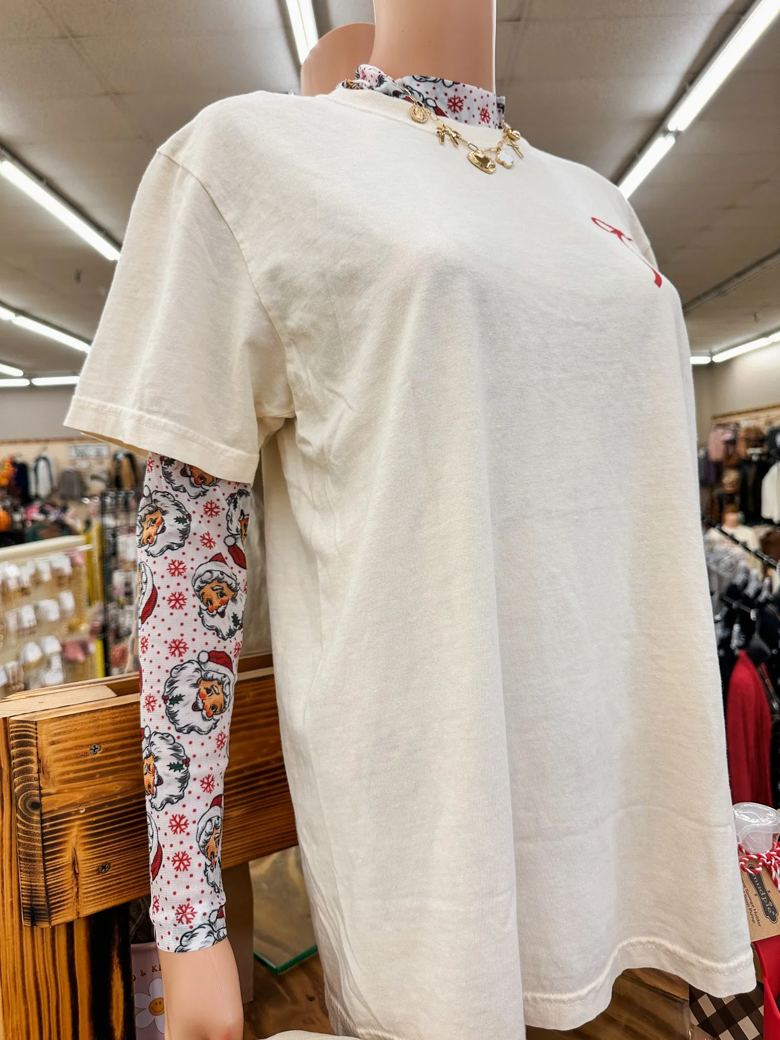 Dear Santa Ivory Mesh Top