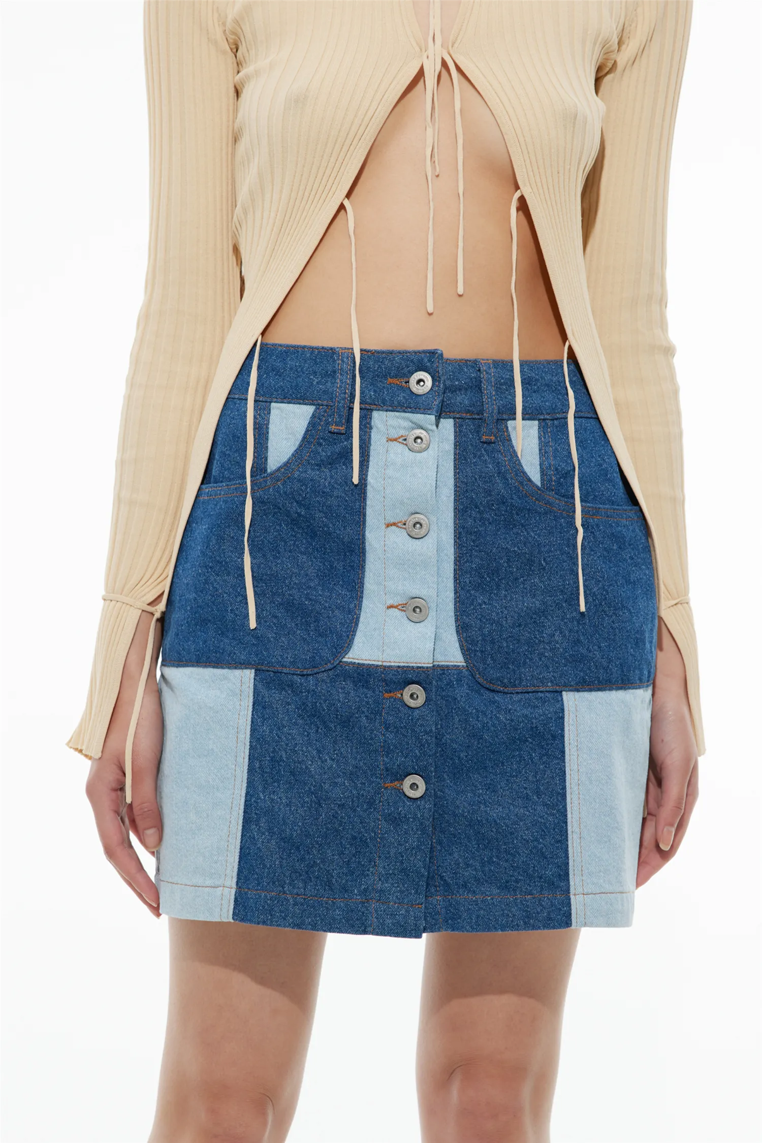 Denim Patchwork Skirt