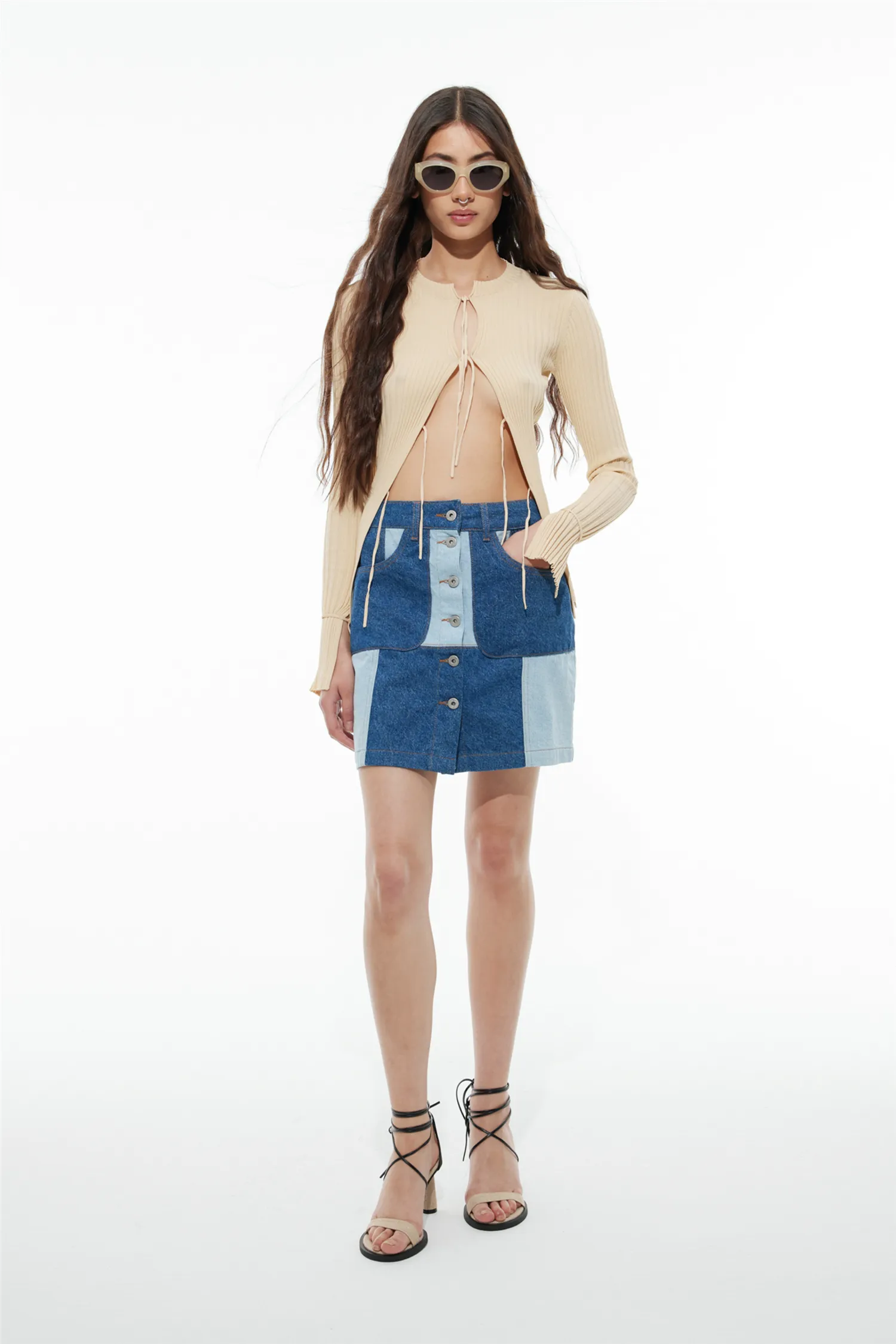 Denim Patchwork Skirt