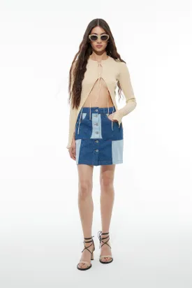 Denim Patchwork Skirt