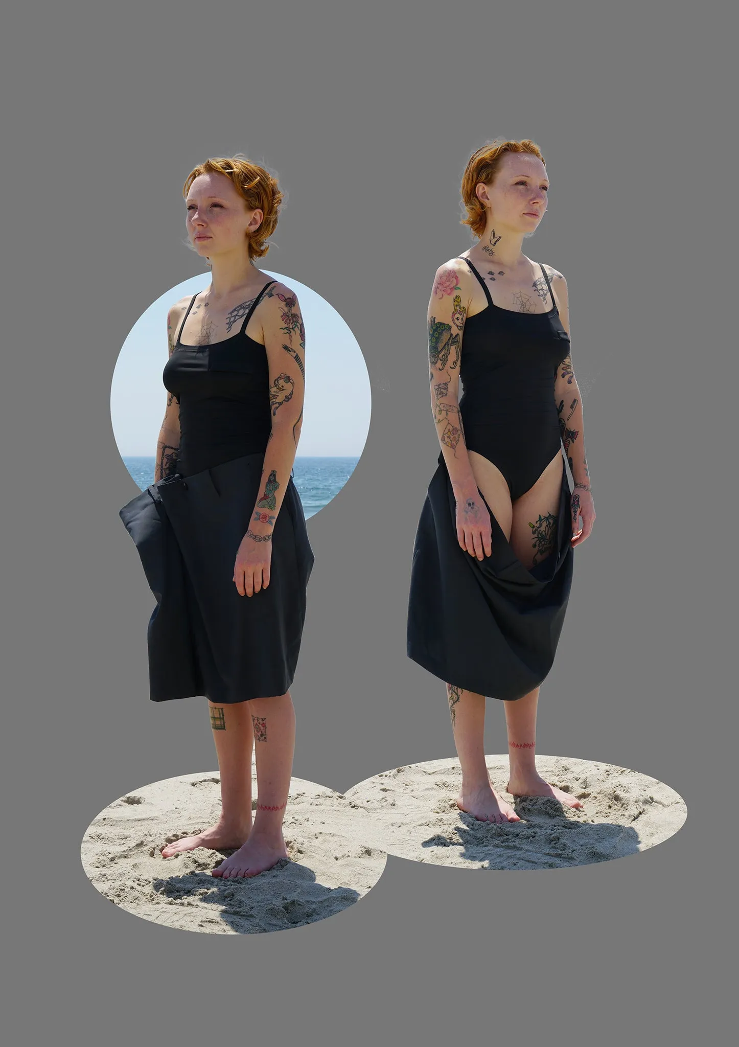 DRAPED SKIRT BODYSUIT