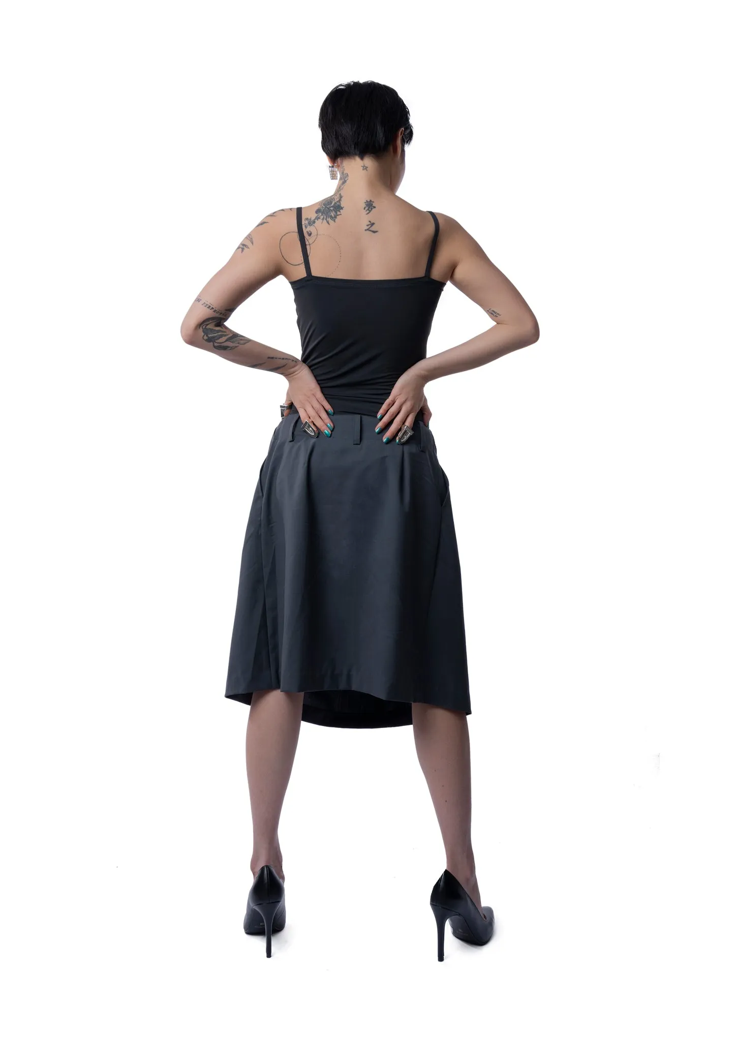 DRAPED SKIRT BODYSUIT