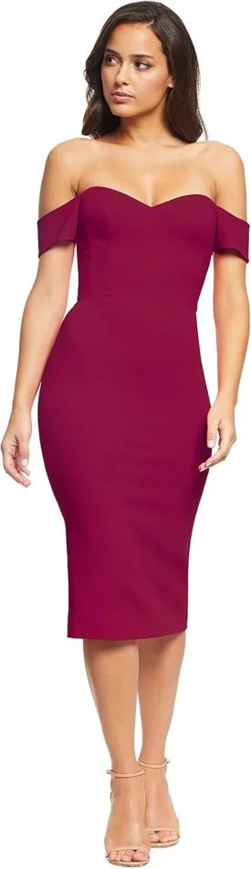 Dress the Population Women's Bailey Off The Shoulder Sweetheart Bodycon Midi Sheath Dress