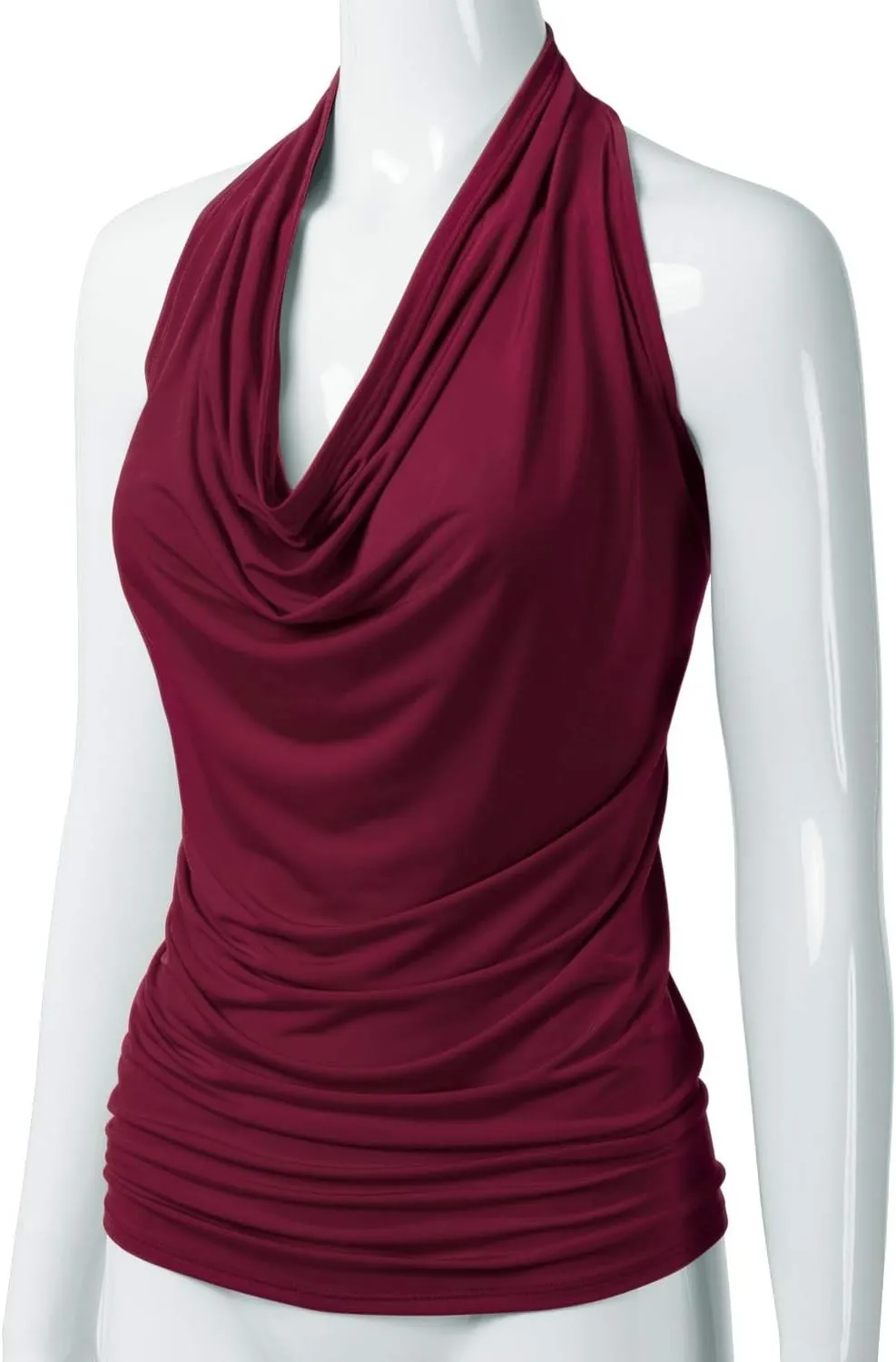 EIMIN Women's Casual Halter Neck Draped Front Sexy Open Back Tank Top (S-3XL)
