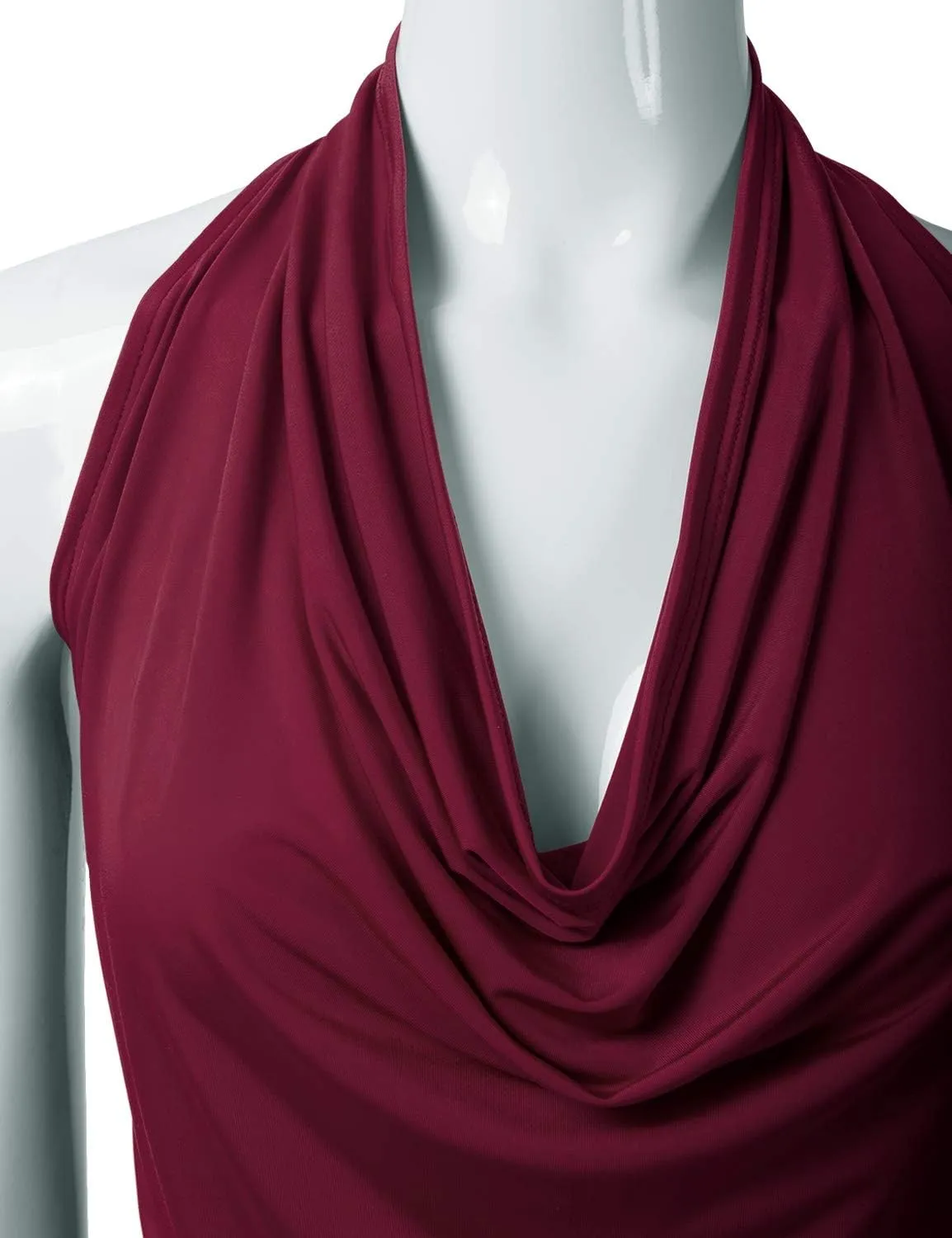 EIMIN Women's Casual Halter Neck Draped Front Sexy Open Back Tank Top (S-3XL)