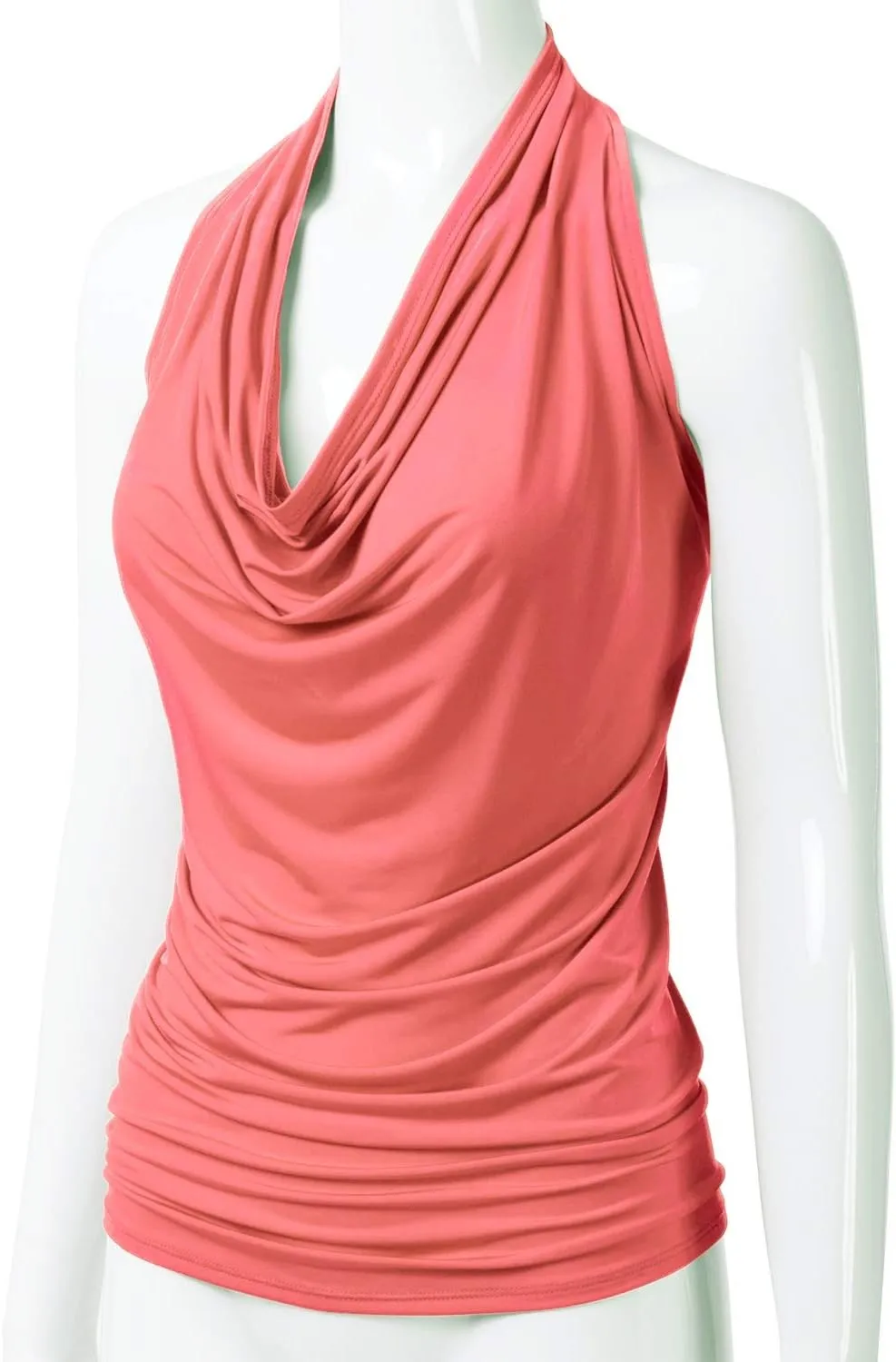 EIMIN Women's Casual Halter Neck Draped Front Sexy Open Back Tank Top (S-3XL)