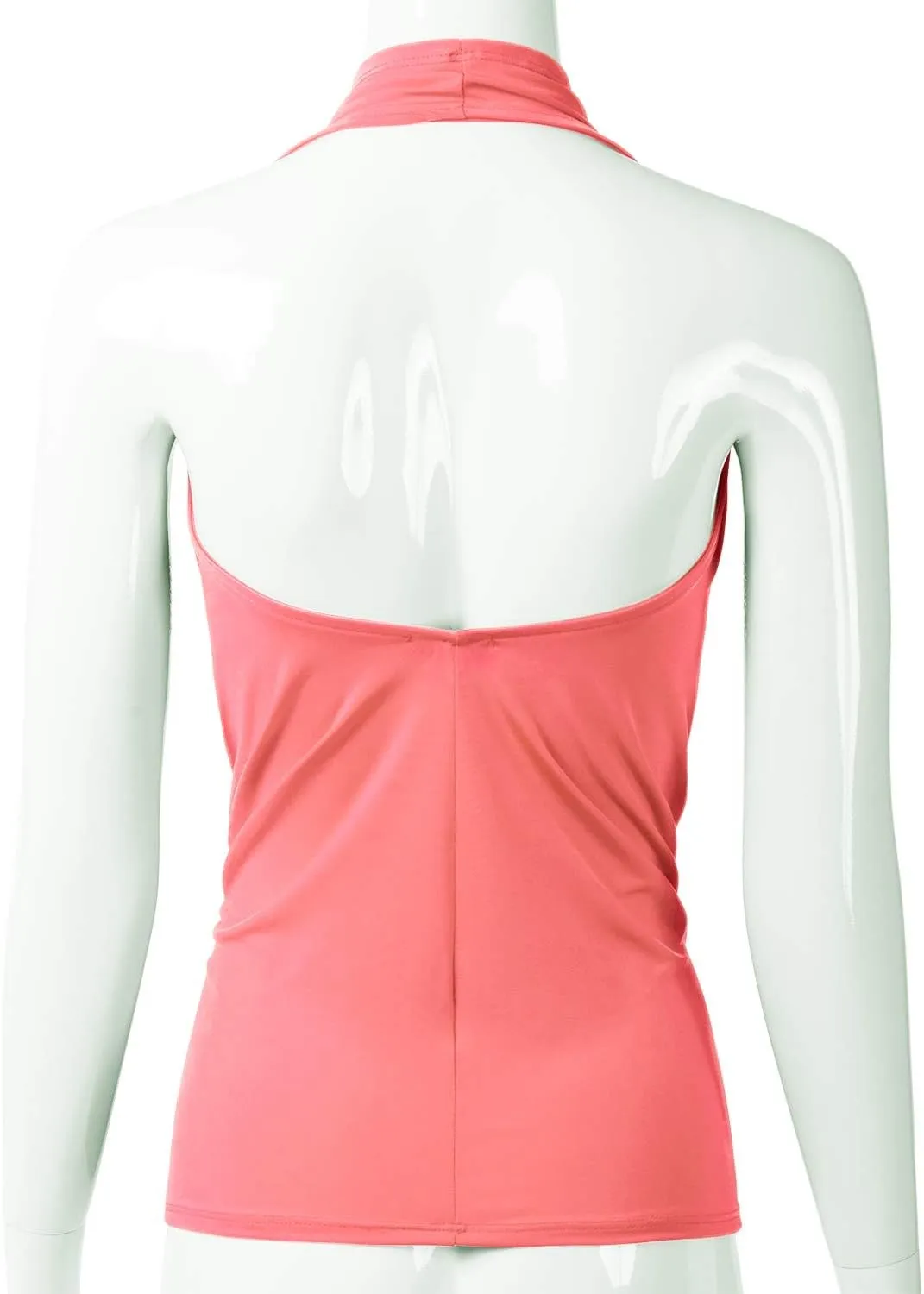 EIMIN Women's Casual Halter Neck Draped Front Sexy Open Back Tank Top (S-3XL)