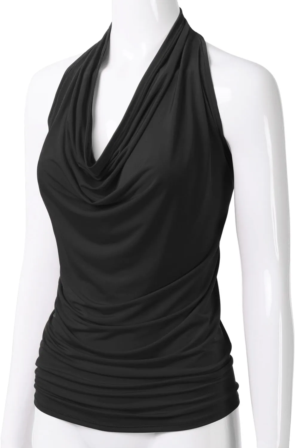 EIMIN Women's Casual Halter Neck Draped Front Sexy Open Back Tank Top (S-3XL)