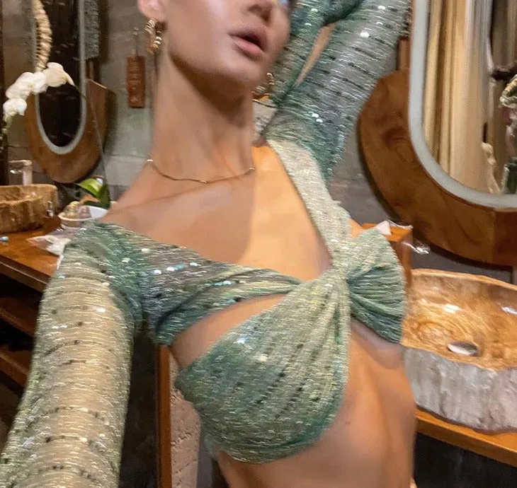 Fashionkova Jennica Mesh Sequin Top