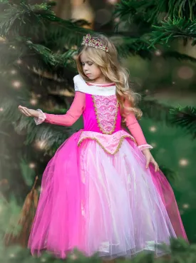 Girls Deluxe Aurora Sleeping Beauty Inspired Princess Dress