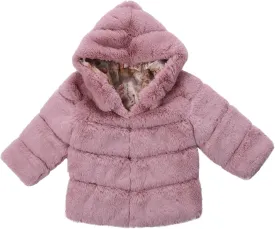 Girls Faux Fur Jacket Plush Sherpa Teddy Coat with Hood Toddler Winter Coats Warm Fuzzy Jackets Trendy Outerwear