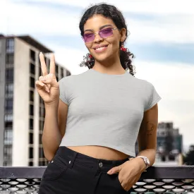 Grey Melange Crop Top