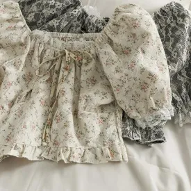 Karine's Herbal and Wild Rose Patch           Top Kawaii Academia Y2K Cottagecore Coquette Fairycore Dollette Princesscore