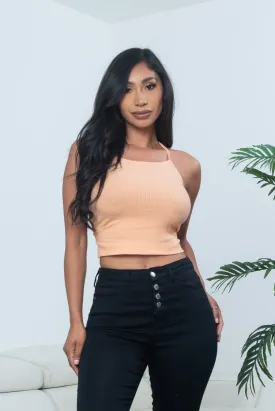 Knit Rib Sleeveless Crossed Back  Crop Top (BT90177-8)