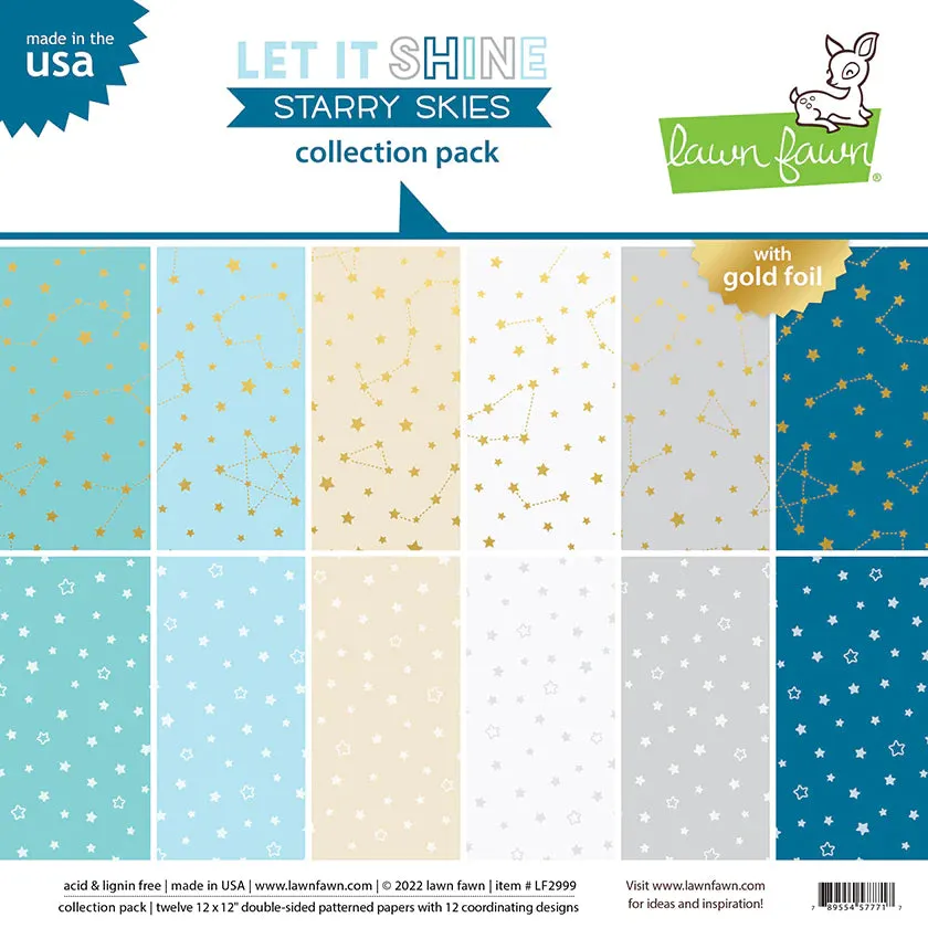 Lawn Fawn-Paper-Let It Shine- Starry Skies- Collection Pack 12 x 12