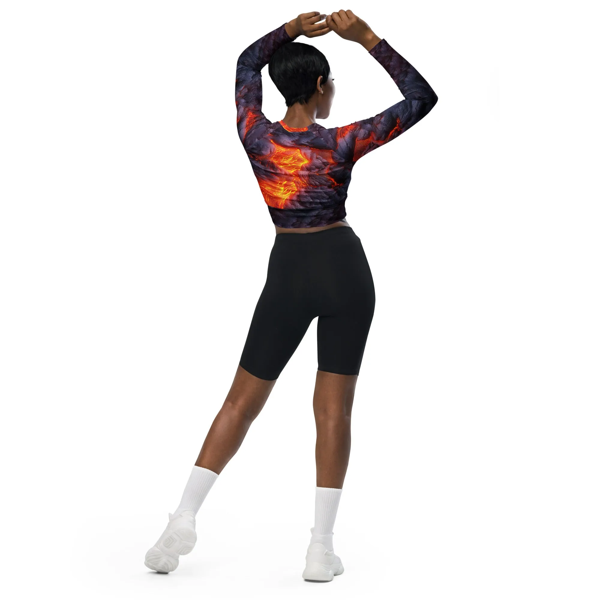 Long-Sleeve Crop Top Hot Lava
