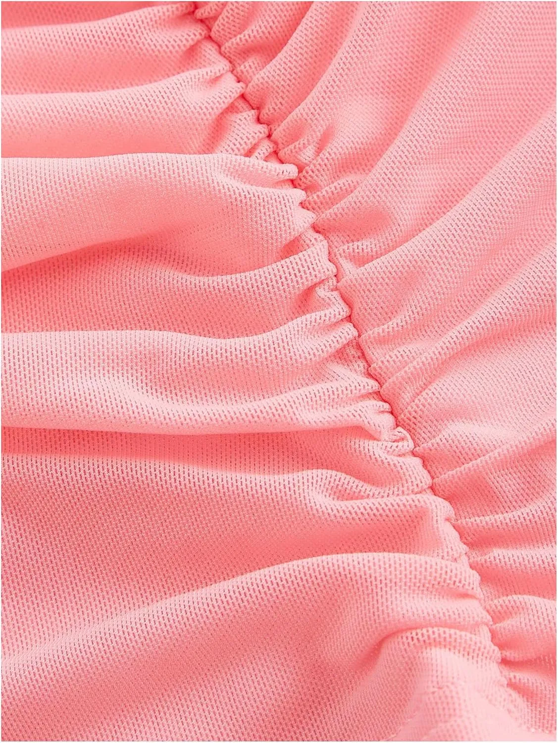 Milumia Women's One Shoulder Tops Ruched Sleeveless Mesh Halter Crop Tube Top