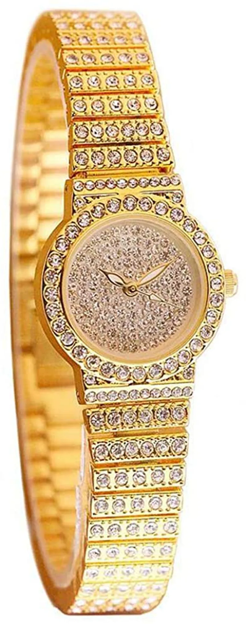 MINILUJIA Women Luxury Stainless Steel Quartz Analog Watches Artificial Crystal Shining Bling Starry Sky Small Round Dial Dress Wrist Watches