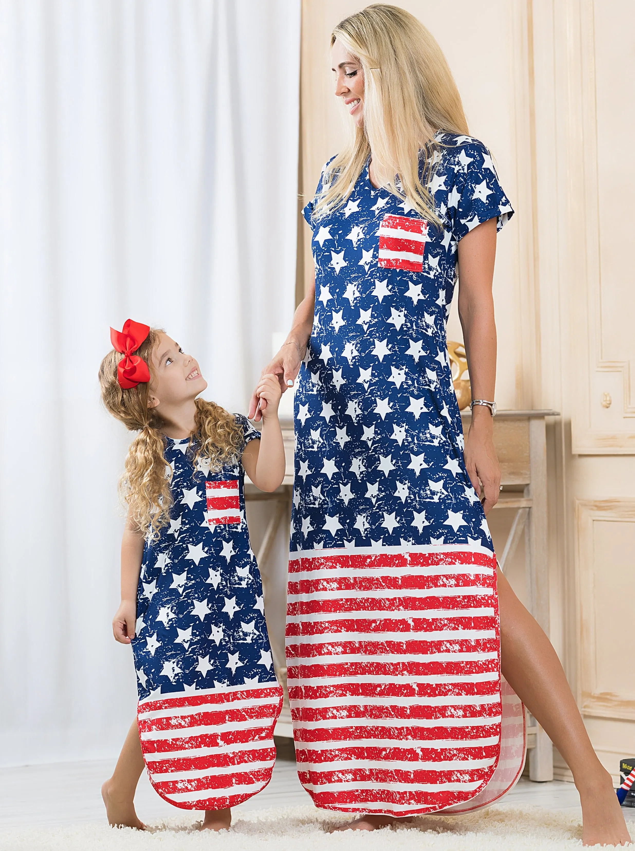 Mommy and Me For the Stars and Striped Matching Maxi Dress