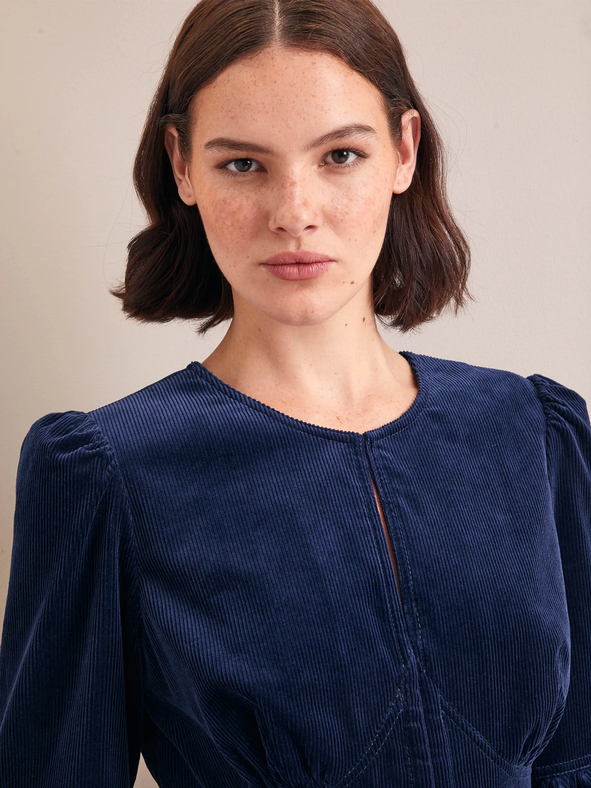 Navy Daphne corduroy maxi dress