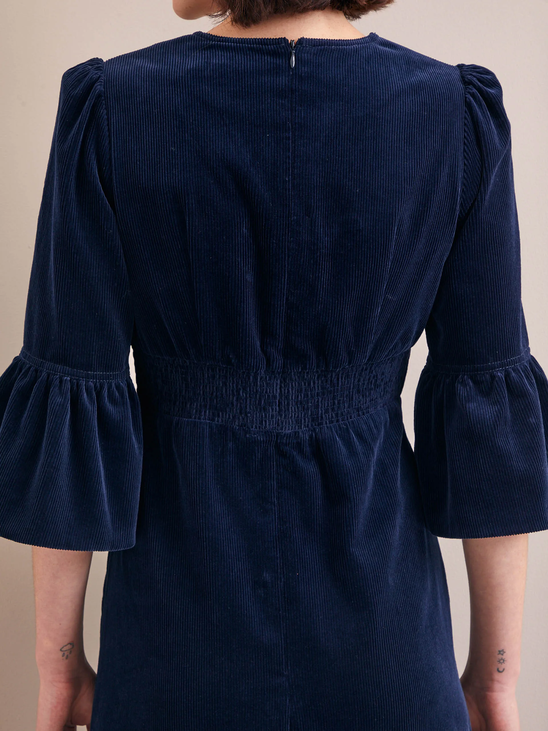 Navy Daphne corduroy maxi dress