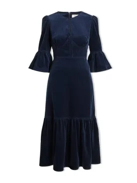 Navy Daphne corduroy maxi dress
