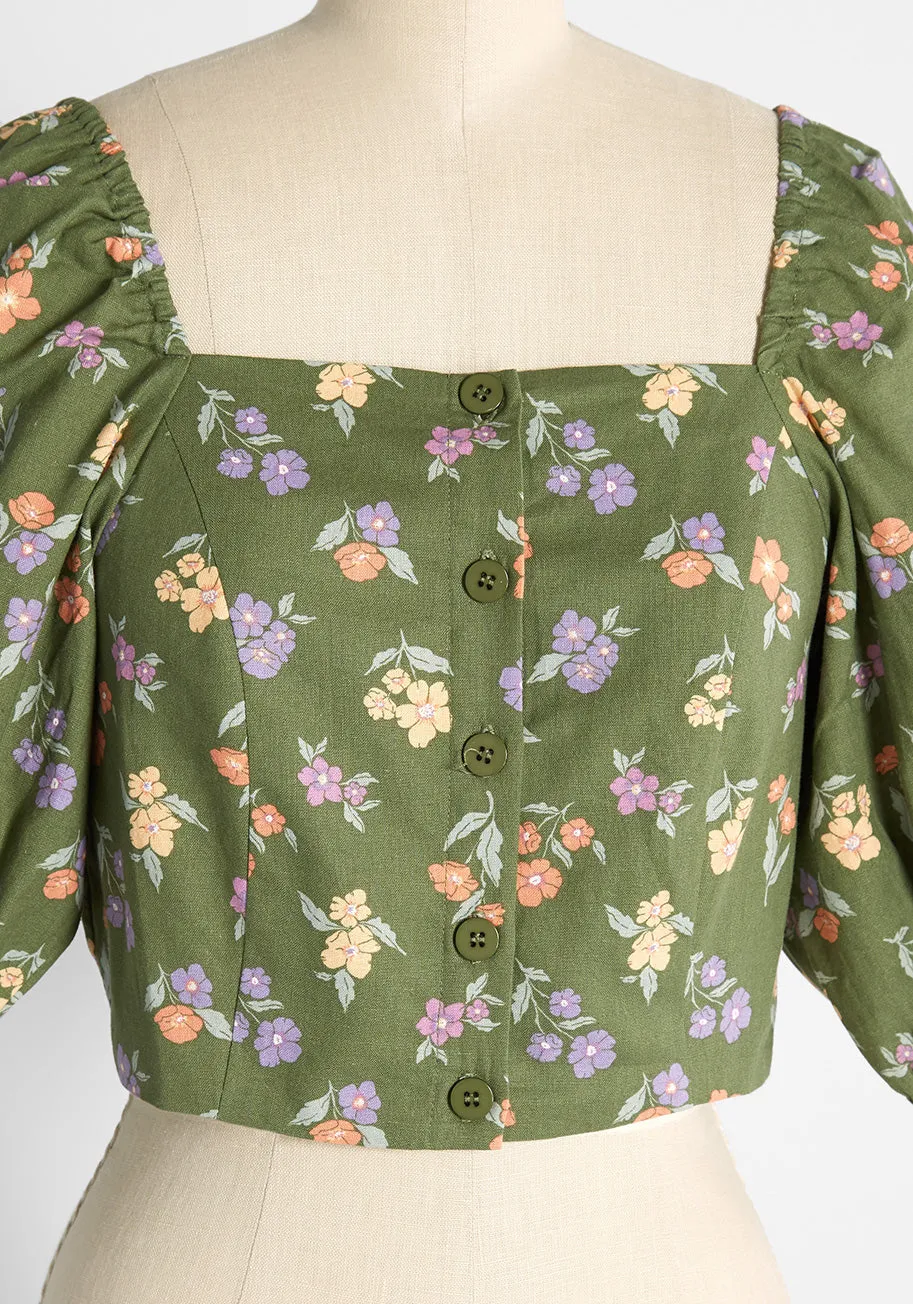 Playful Passage of Time Cropped Top