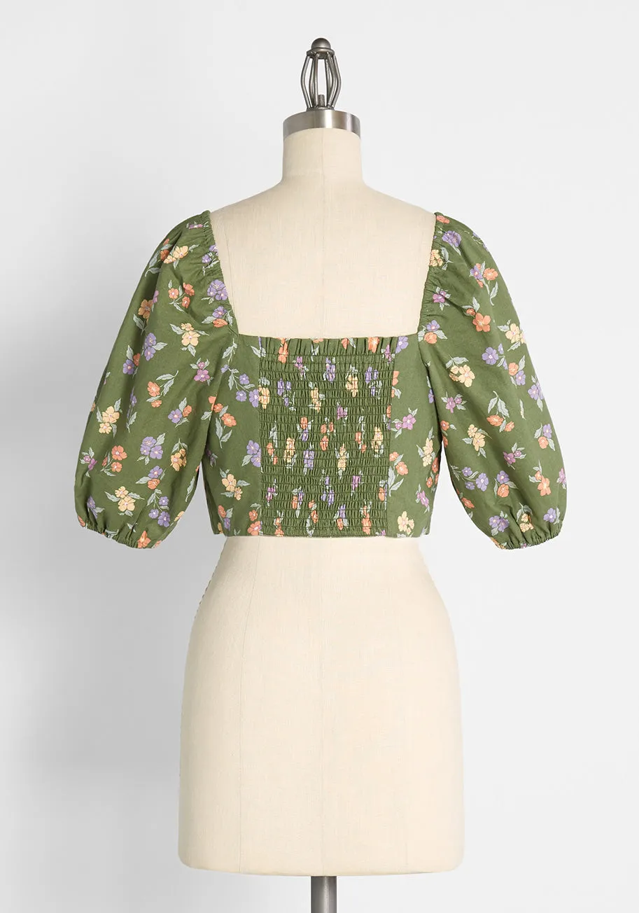 Playful Passage of Time Cropped Top