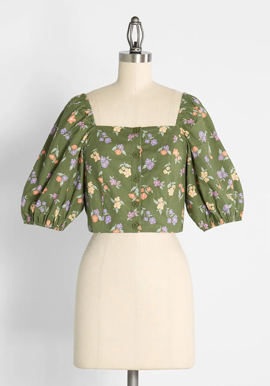 Playful Passage of Time Cropped Top