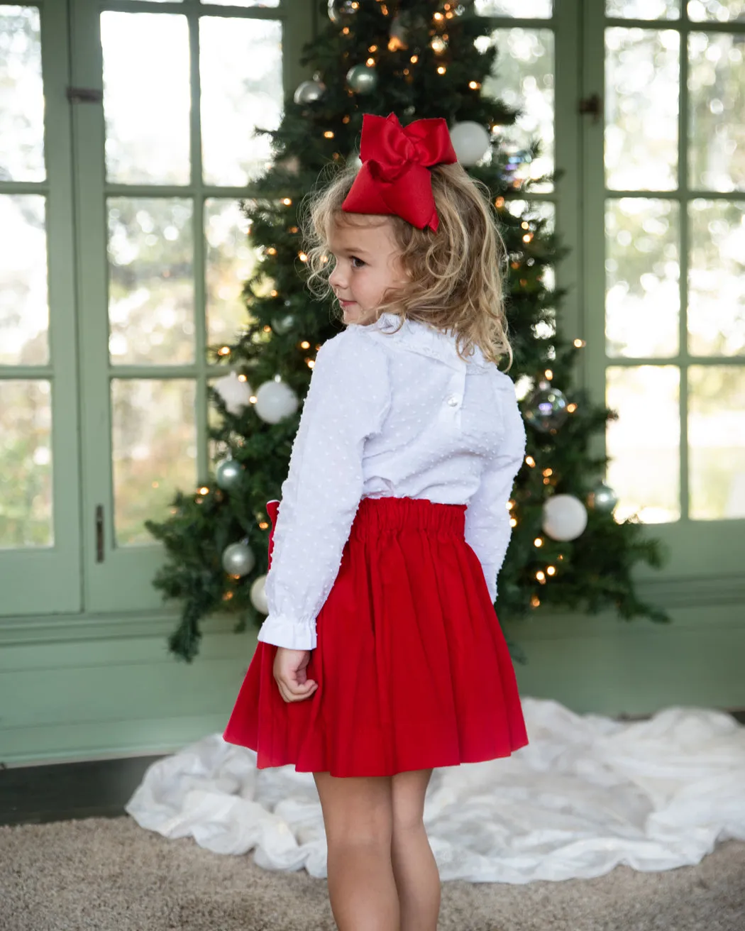 Red Bow Christmas girl skirt