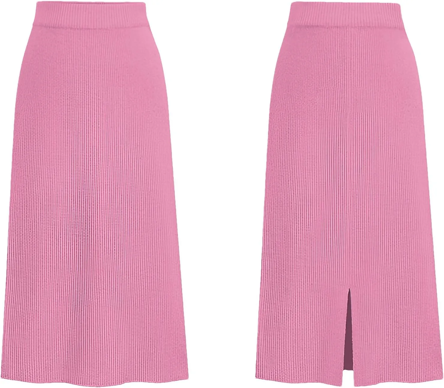 rismart Women Knitting Pencil Skirt Casual Below The Knee Stretch High Waist Elastic Skirts
