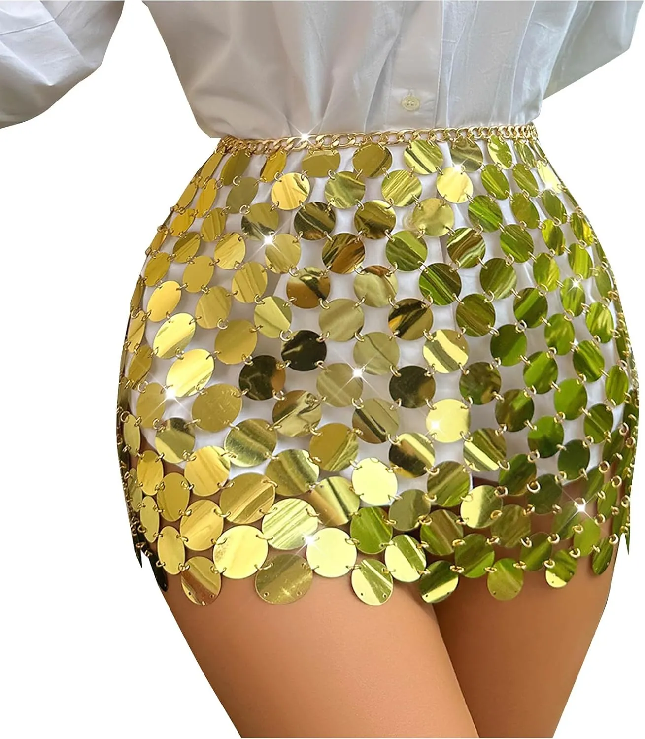 Sequin Skirt for Women Sheer See Through Club Outfits Bodycon Sexy Sparkly Glitter Shiny Skirt Mini Night Out Party