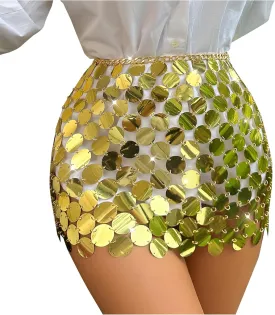 Sequin Skirt for Women Sheer See Through Club Outfits Bodycon Sexy Sparkly Glitter Shiny Skirt Mini Night Out Party