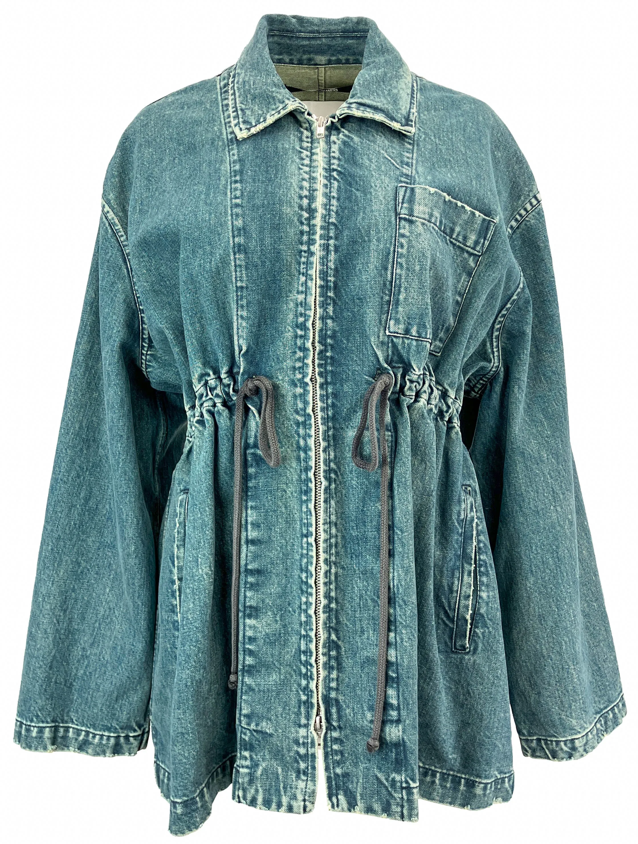 Song For The Mute Gathered Jacket in Washed Denim